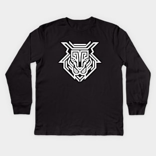 The Tiger Head (White) Kids Long Sleeve T-Shirt